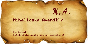 Mihalicska Avenár névjegykártya